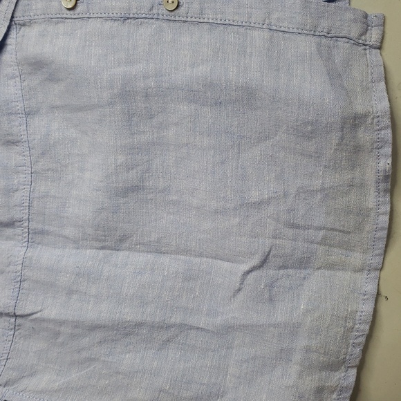 Tahari Womens Essentials 100% Linen Button Up Tunic Top Size M Blue Coastal - Picture 15 of 16